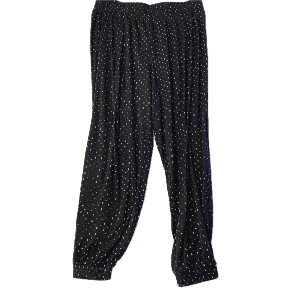 Sears Jogger Pants Womens L‎ Navy Chevron Print Smocked Cuffs